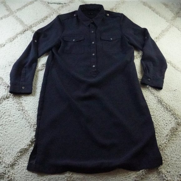 COPY - Talbots Midi Shirt Dress Womens 16 Blue Work Office Attire - Picture 1 of 13